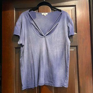 LNA CUT-OUT SHORT SLEEVE T-SHIRT, SIZE SMALL, DARK BLUE